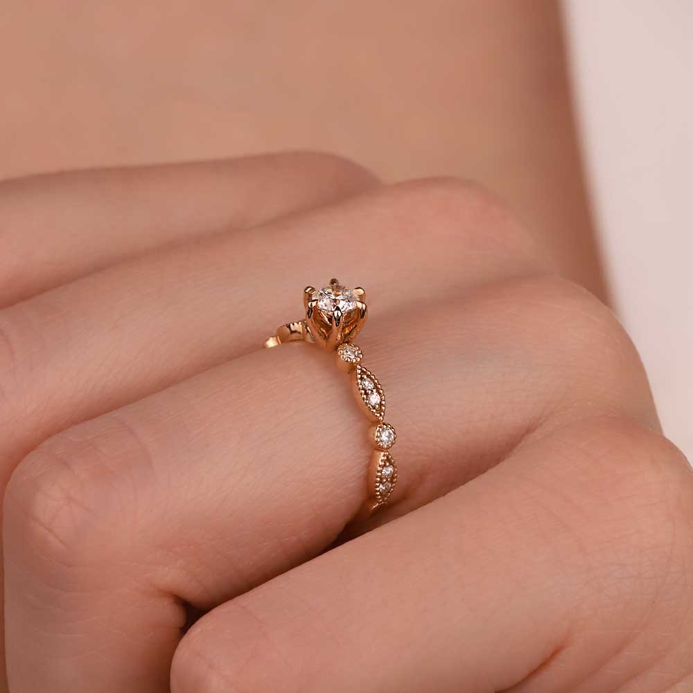 Vintage Yüzükler 0,40 Karat Pırlanta Özel Tasarım Vintage Yüzük