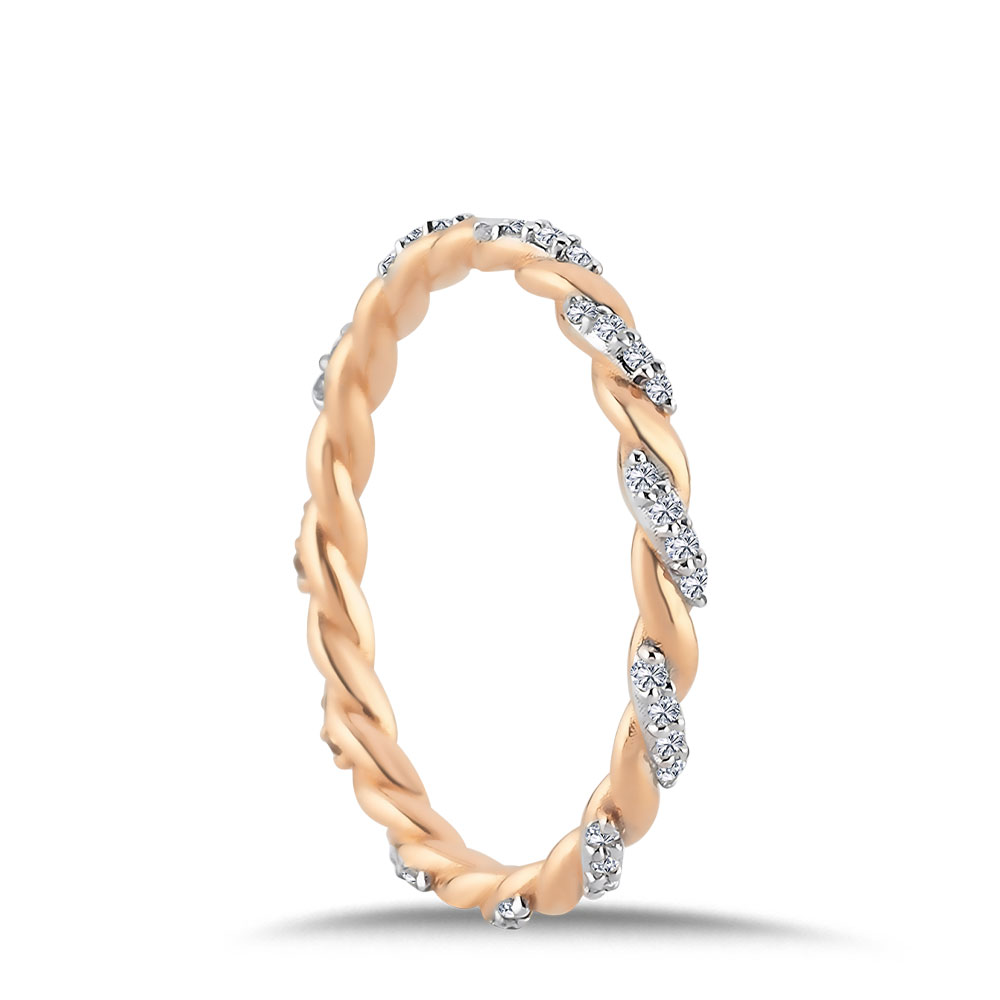 Tamtur / Yarımtur Yüzükler 0,15 Karat Pırlanta Sarmal Vintage Yüzük