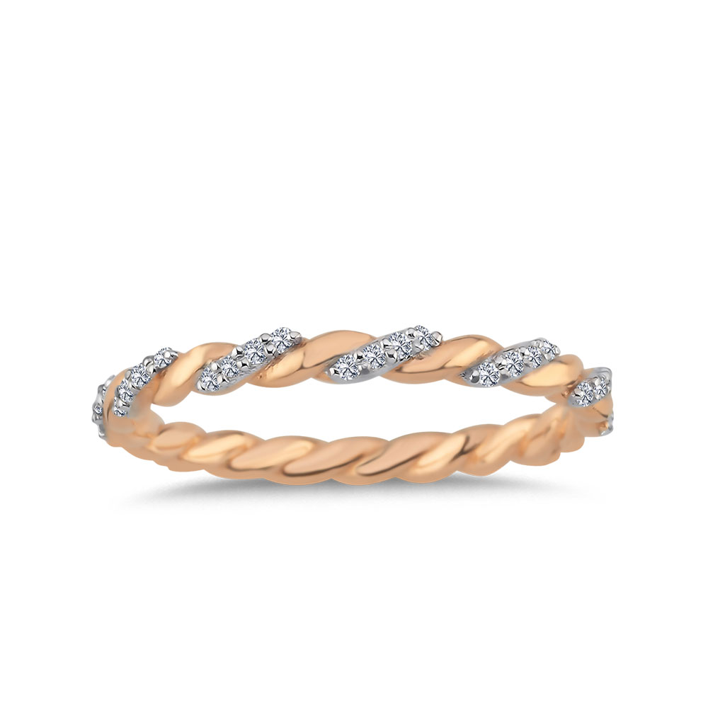 Tamtur / Yarımtur Yüzükler 0,15 Karat Pırlanta Sarmal Vintage Yüzük