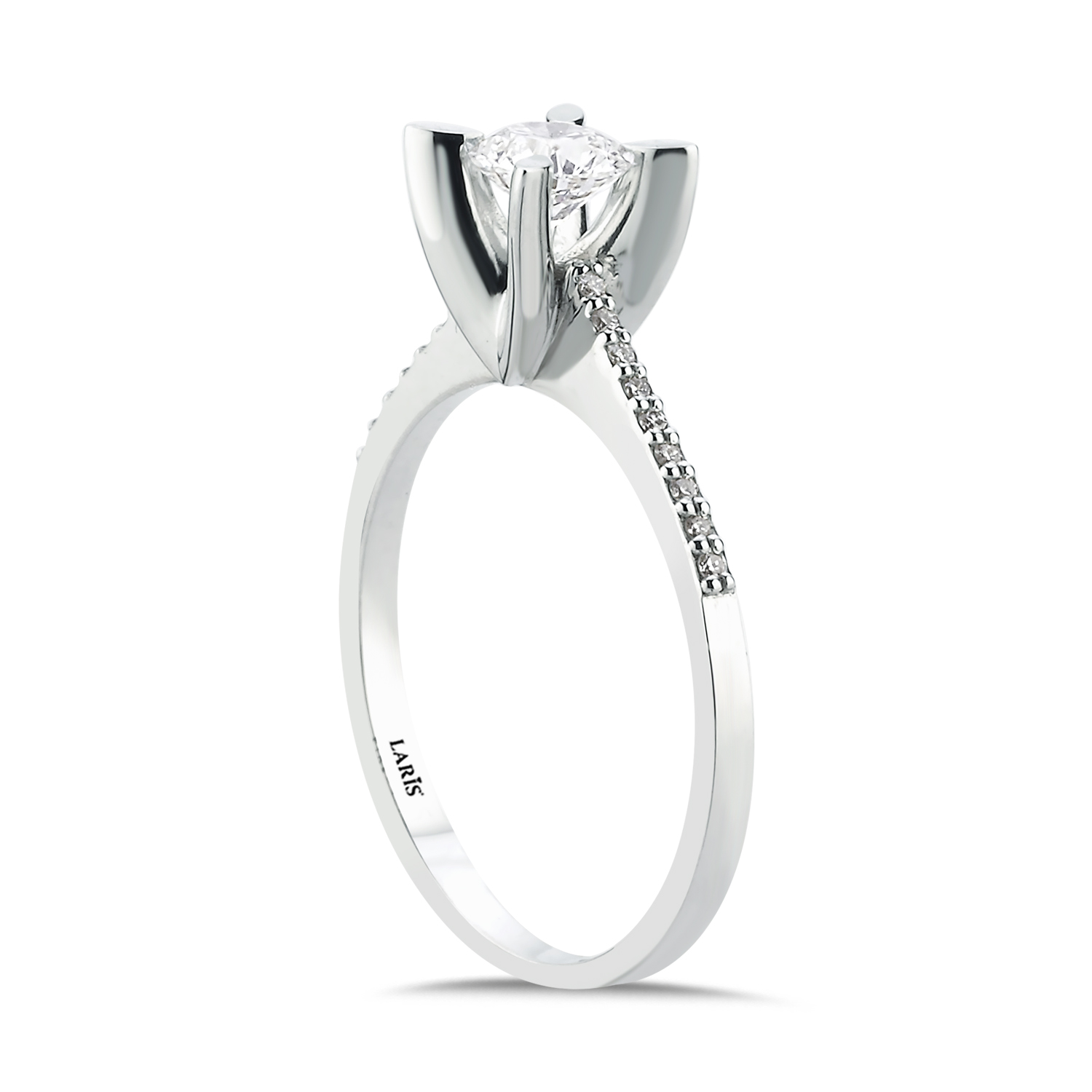 0,47 Karat Pırlanta Kolları Taşlı Serene Tektaş Yüzük