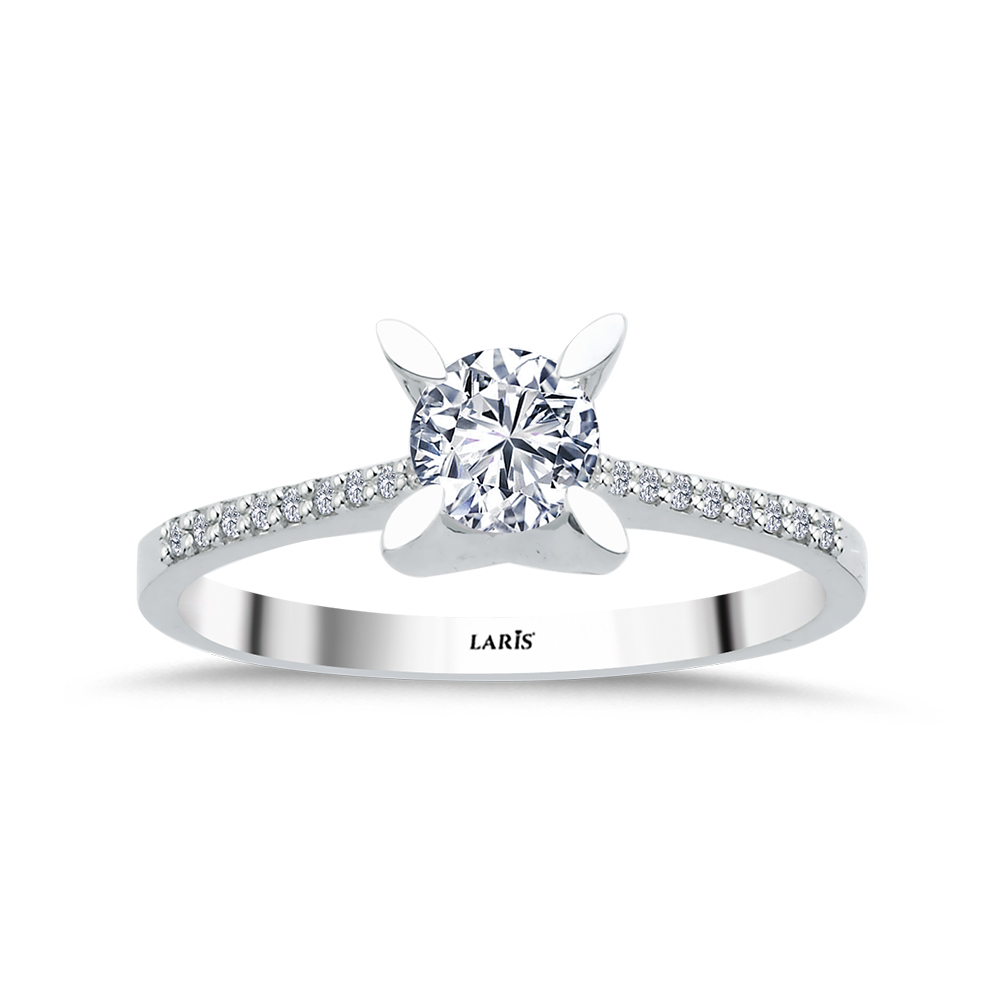 0,47 Karat Pırlanta Kolları Taşlı Serene Tektaş Yüzük