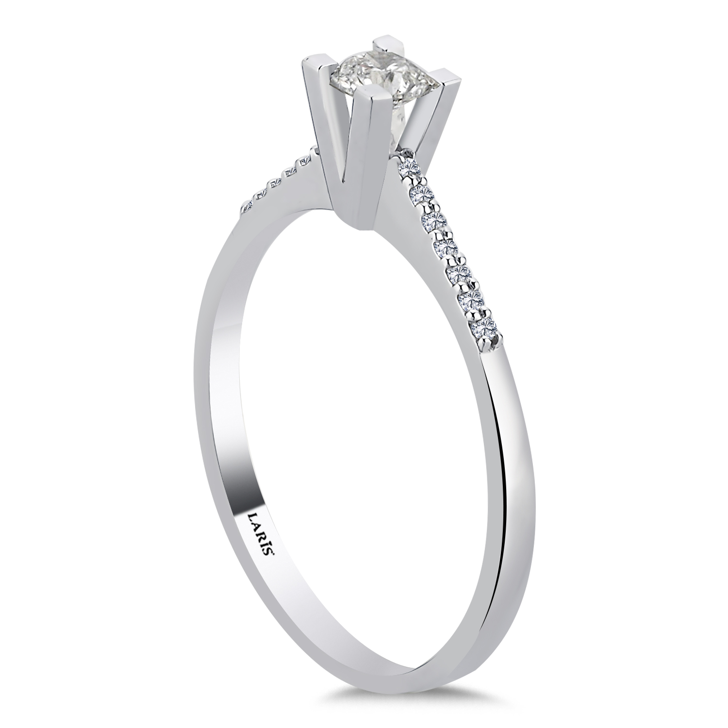 0,32 Karat Pırlanta Kolları Taşlı Stellar Tektaş Yüzük