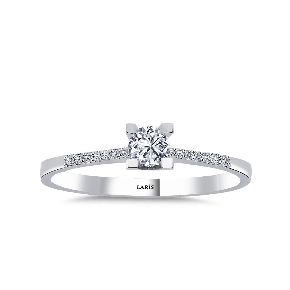 0,32 Karat Pırlanta Kolları Taşlı Stellar Tektaş Yüzük