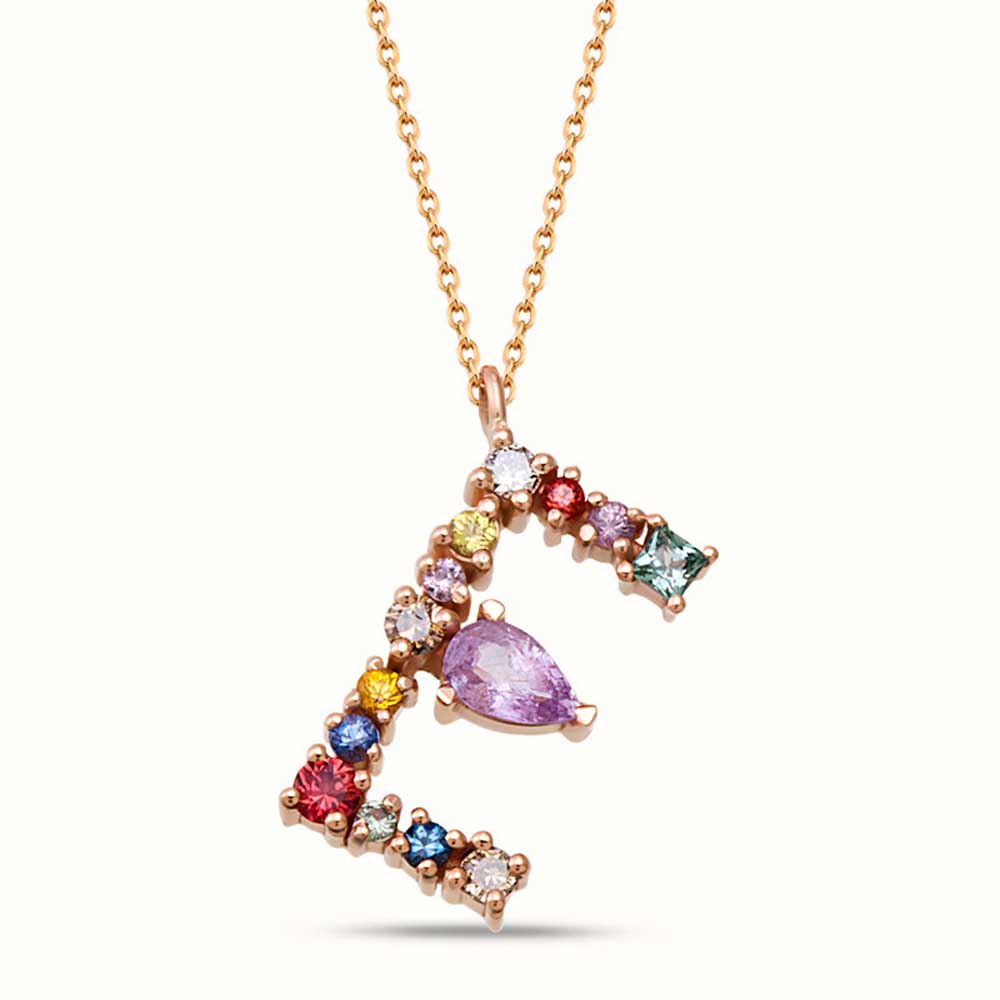 0,73 Karat Özel Tasarım Renkli Safir Harf Kolye
