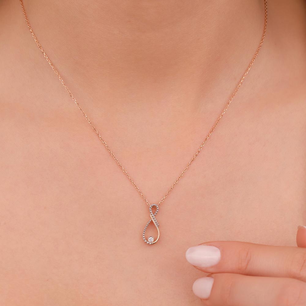 Özel Tasarım Kolyeler 0,03 Karat Pırlanta Sonsuzluk Tektaş Kolye