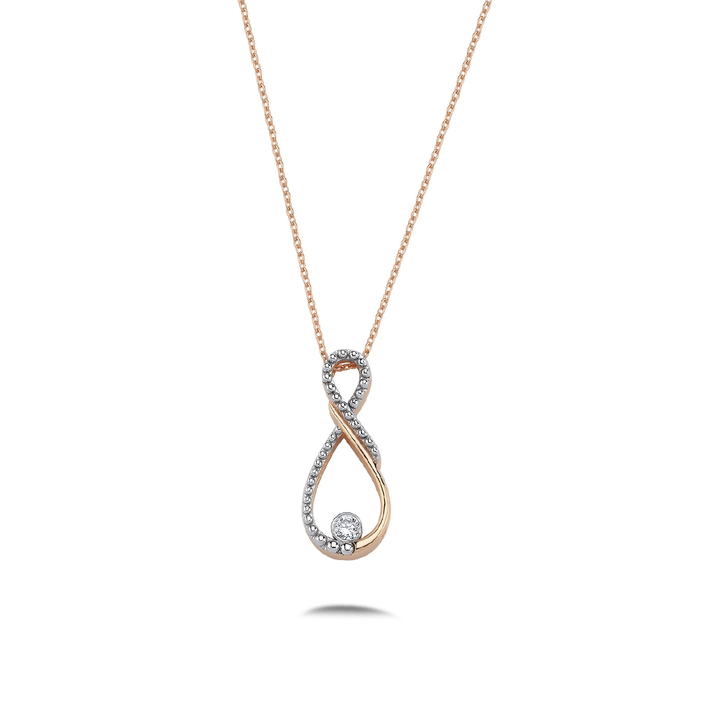 Özel Tasarım Kolyeler 0,03 Karat Pırlanta Sonsuzluk Tektaş Kolye
