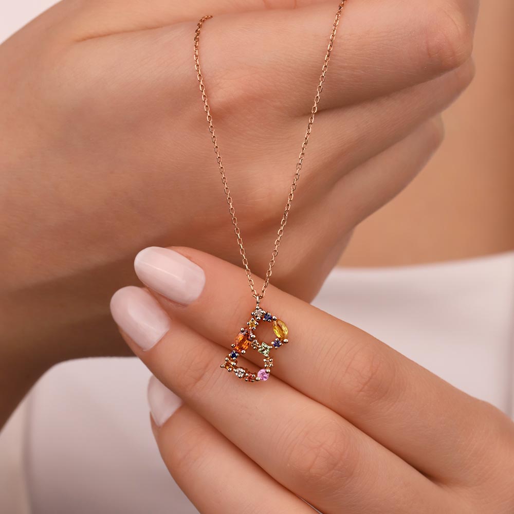 Safir Kolyeler 1,01 ct. Pırlanta Safir Harf Kolye