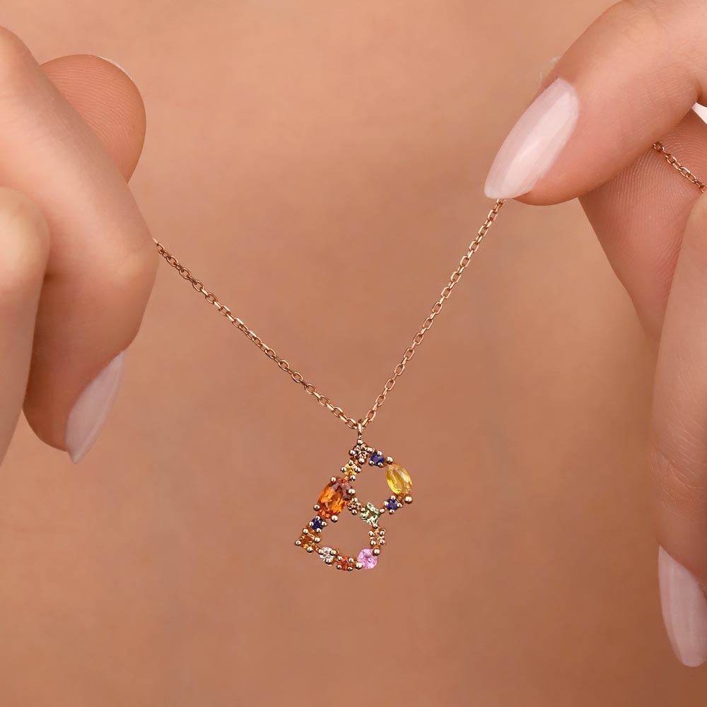 Safir Kolyeler 1,01 ct. Pırlanta Safir Harf Kolye