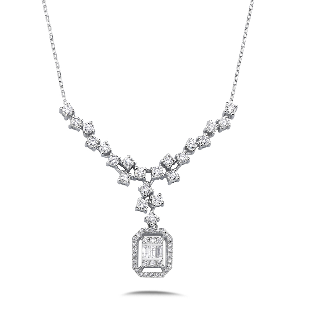 1.0 Karat Pırlanta Baget  Kolye