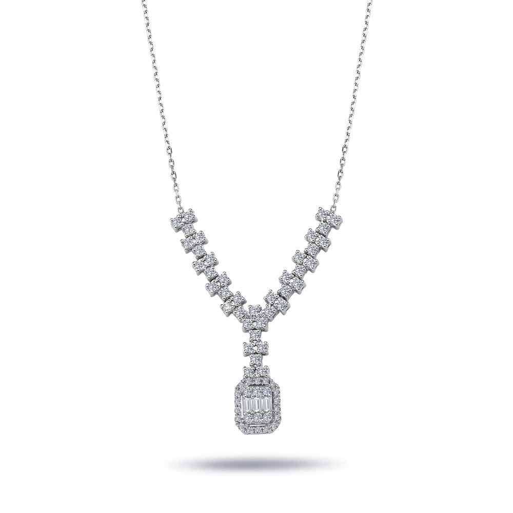 0,38 Karat Pırlanta Özel Tasarım Baget Kolye