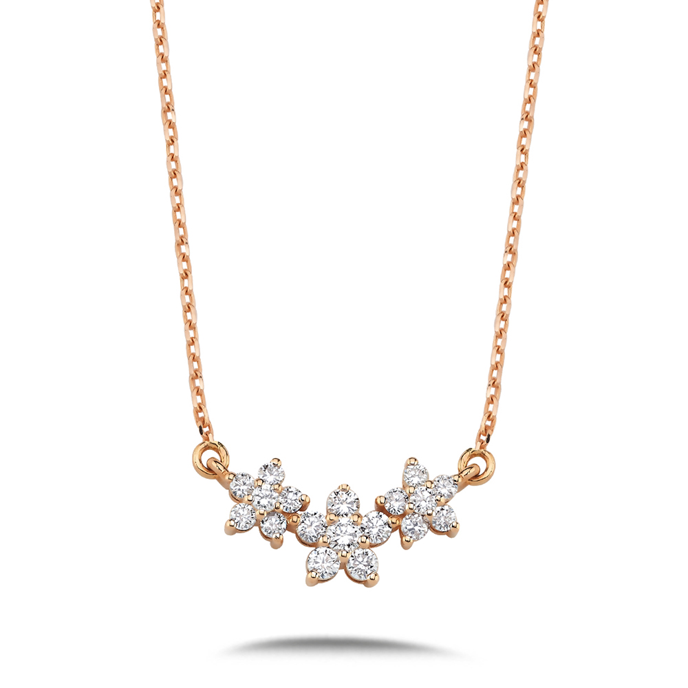 0,30 Karat Pırlanta Çiçek Tasarım Kolye