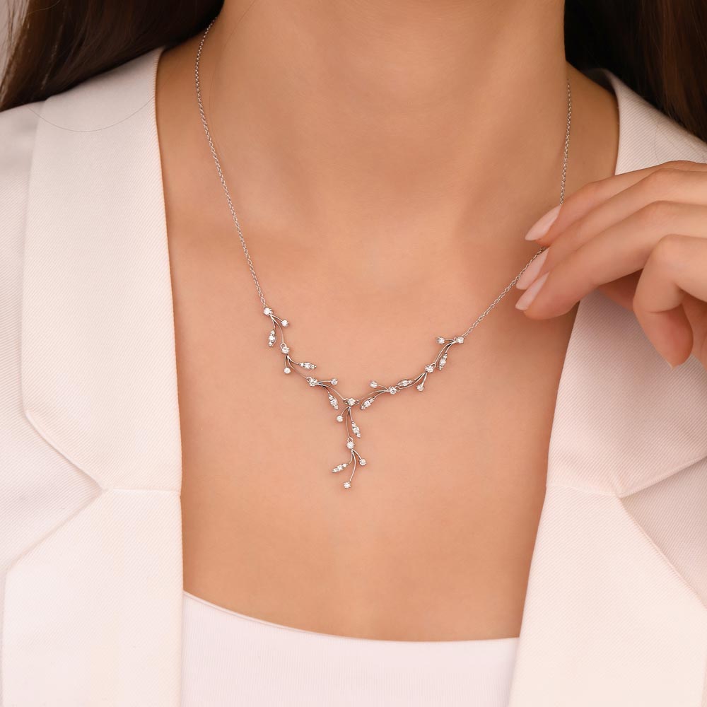 Özel Tasarım Kolyeler 1,03 Karat Pırlanta Özel Tasarım Fantezi Çalı Kolye