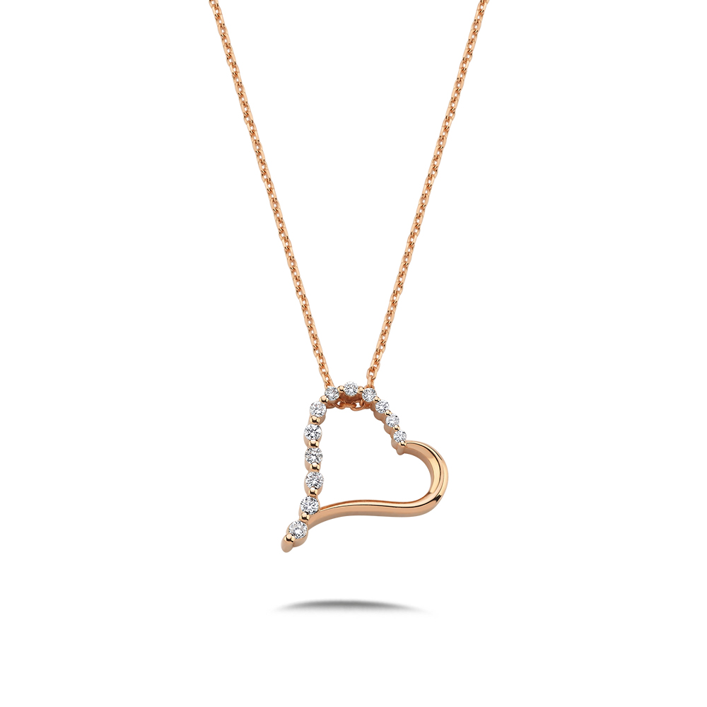 Özel Tasarım Kolyeler 0,20 Karat Pırlanta Tasarım Kalp Kolye