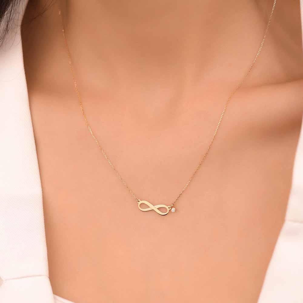 Özel Tasarım Kolyeler Pırlanta Sonsuzluk Hediyelik Kolye