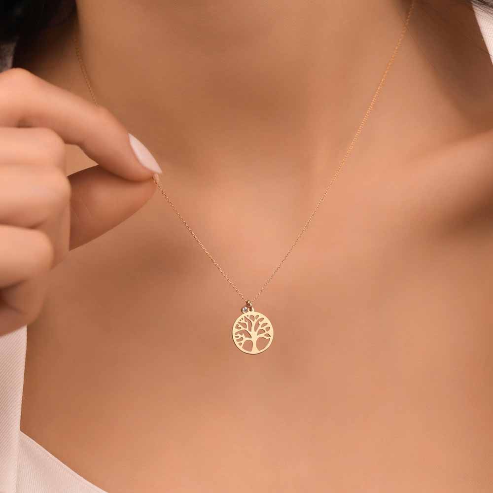 Özel Tasarım Kolyeler Pırlanta Hayat Ağacı Hediyelik Kolye