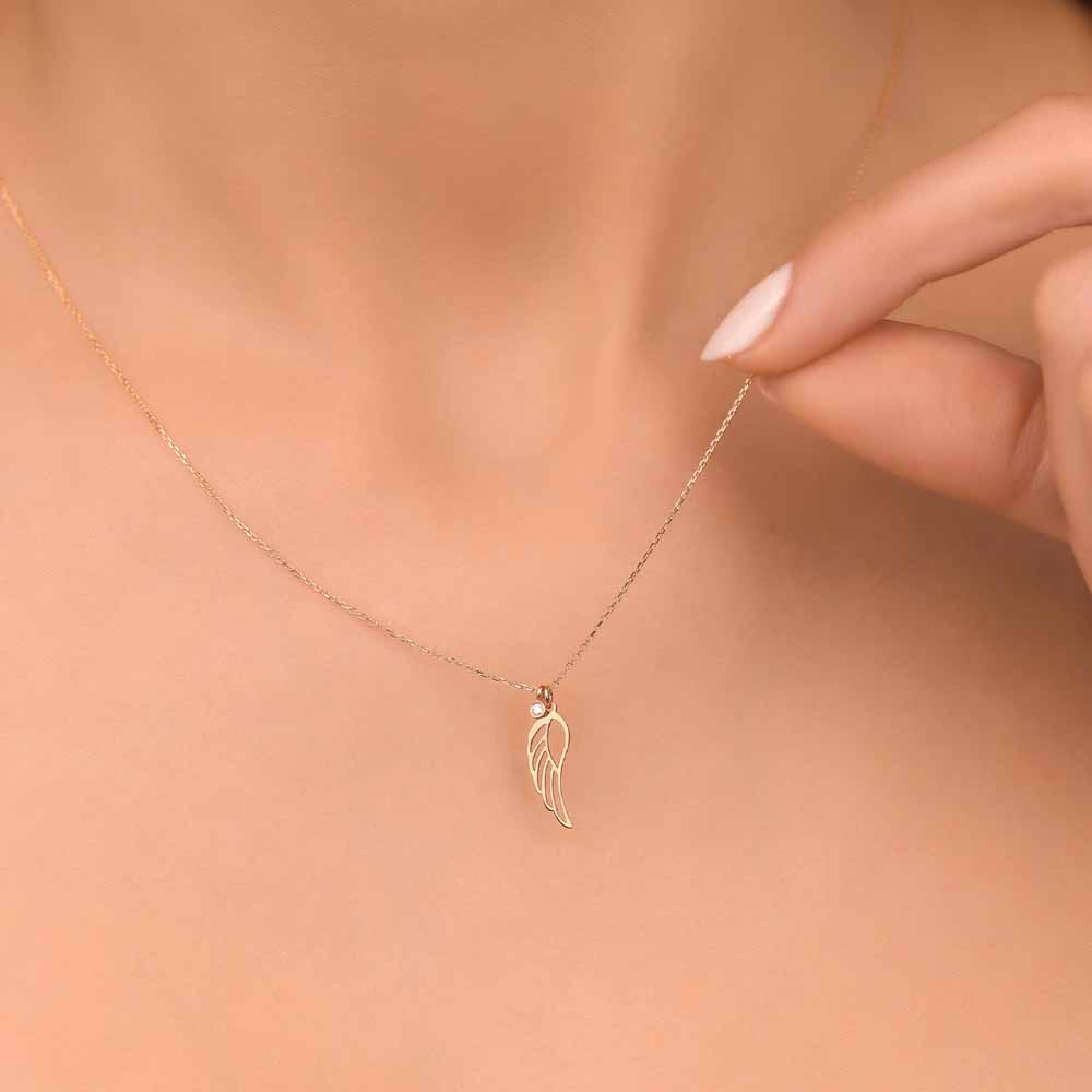 Özel Tasarım Kolyeler Pırlanta Kanat Hediyelik Kolye