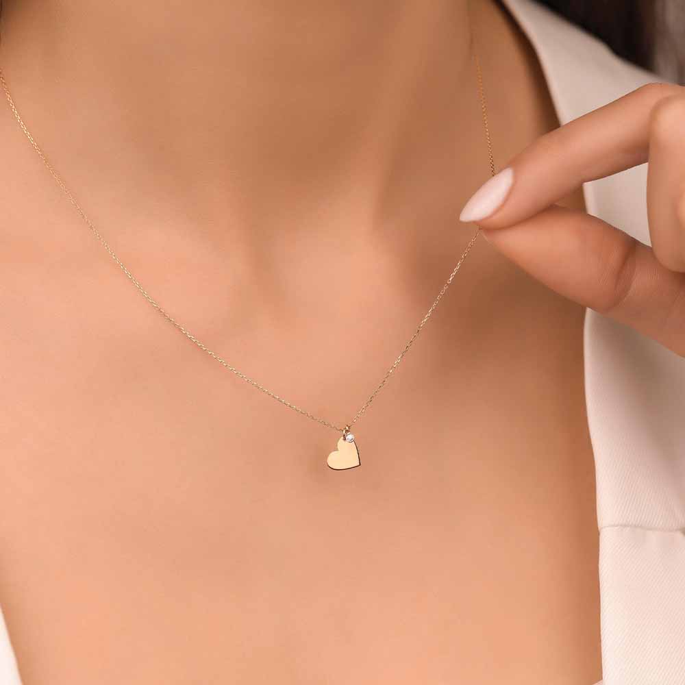 Pırlanta Kalp Tasarım Hediyelik Kolye