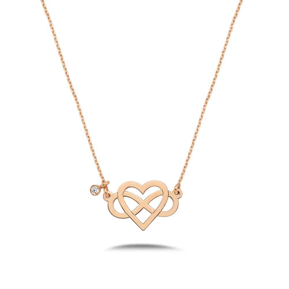 Özel Tasarım Kolyeler Pırlanta Sonsuzluk Kalpli Hediyelik Kolye