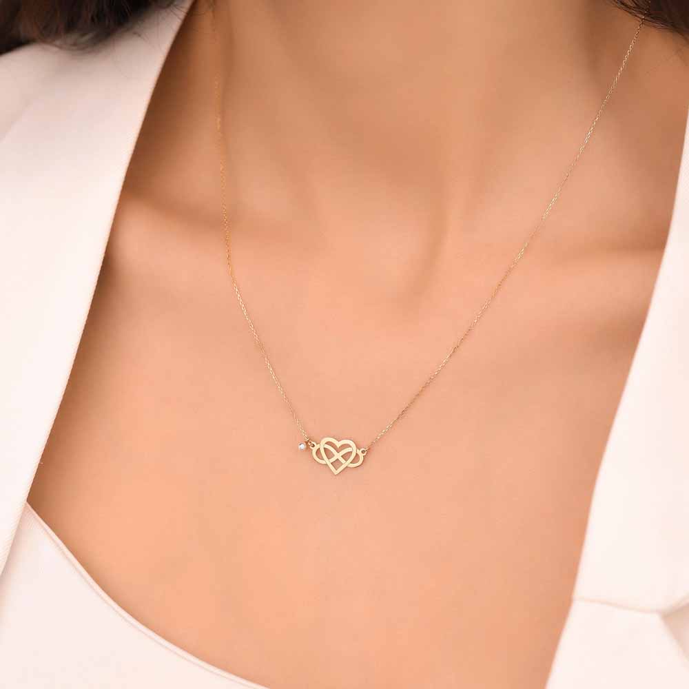 Özel Tasarım Kolyeler Pırlanta Sonsuzluk Kalpli Hediyelik Kolye