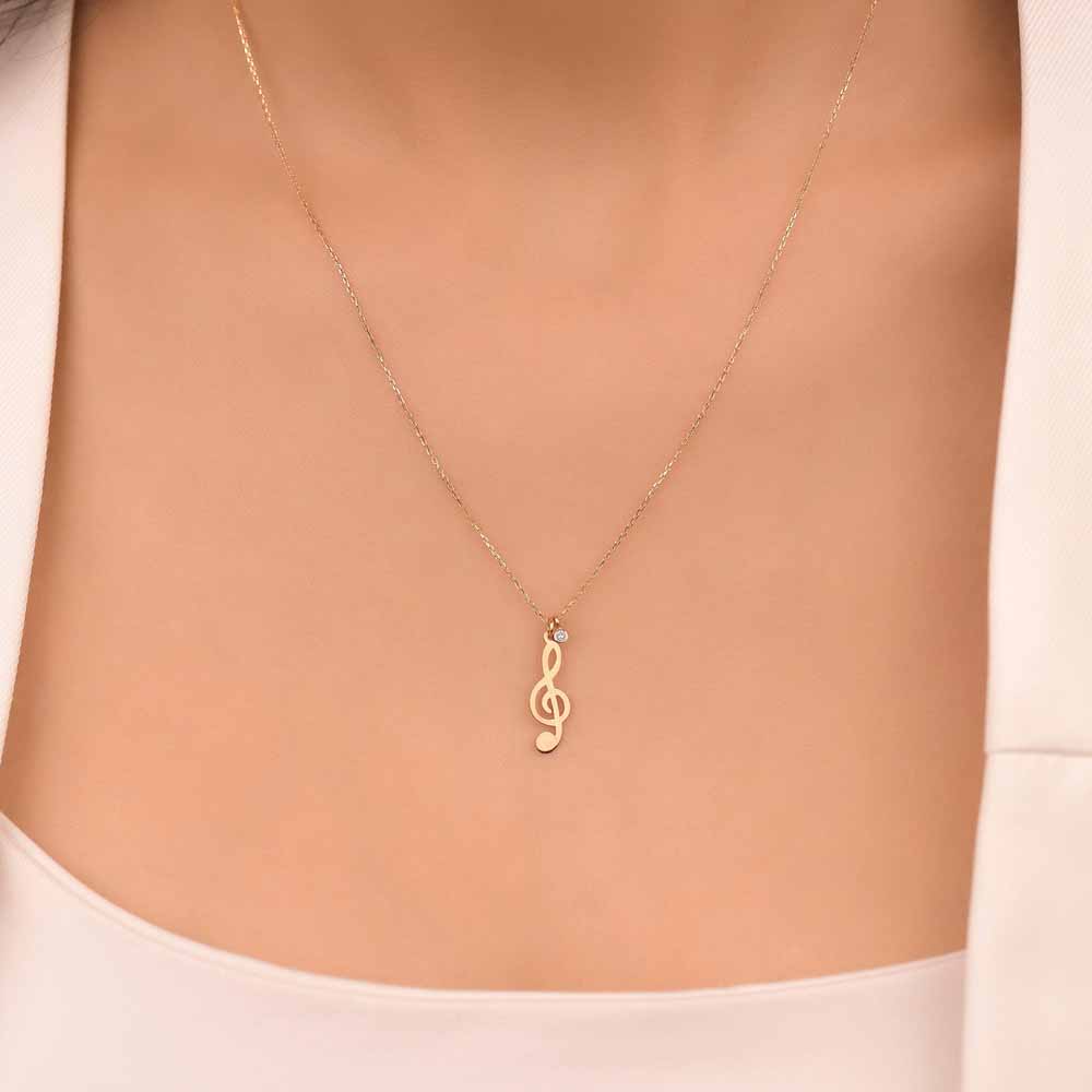 Özel Tasarım Kolyeler Pırlanta Sol Anahtarı Hediyelik Kolye