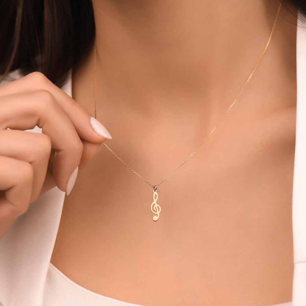 Özel Tasarım Kolyeler Pırlanta Sol Anahtarı Hediyelik Kolye