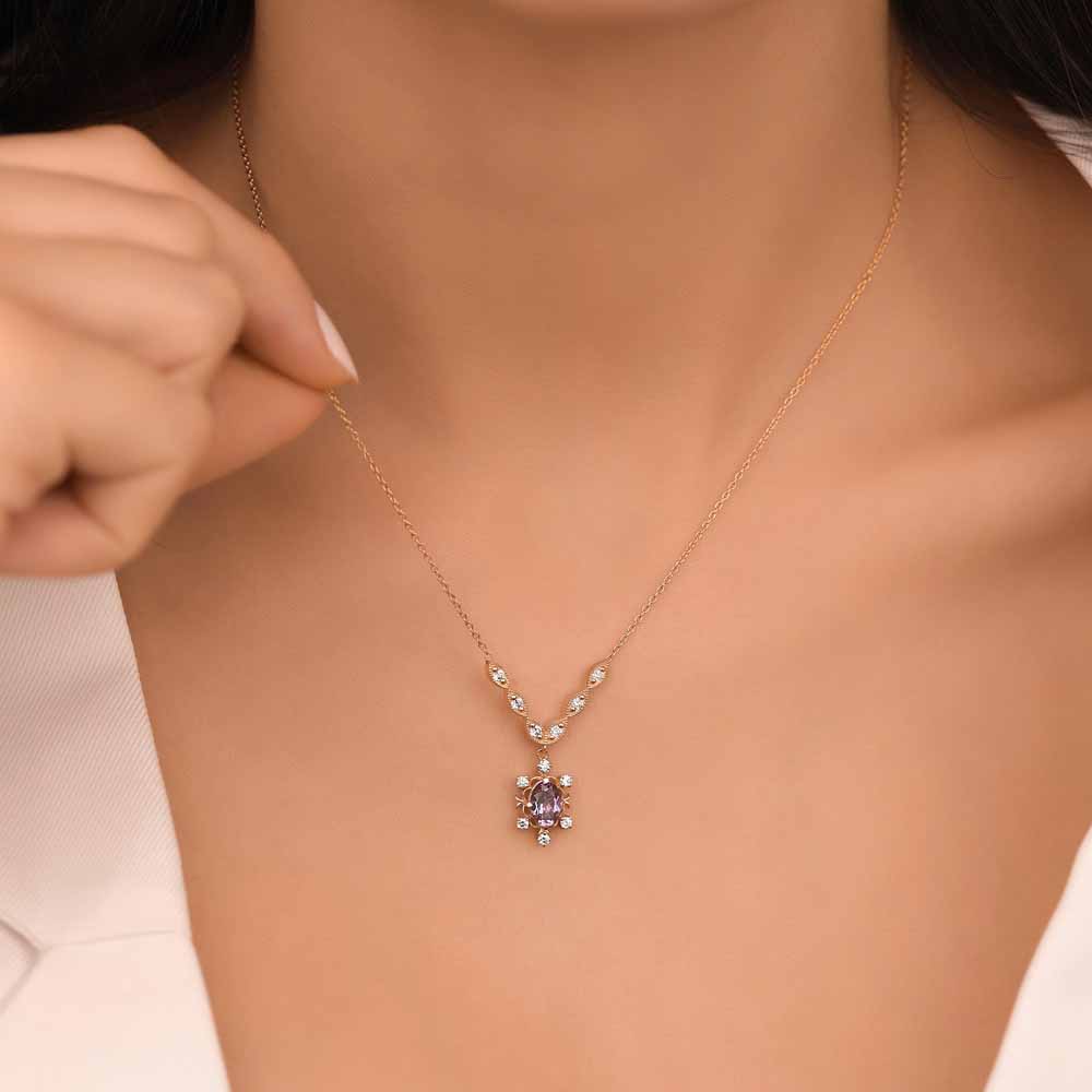 Vintage Kolyeler 1,32 Karat Pırlanta Vintage Alexandrit Kolye