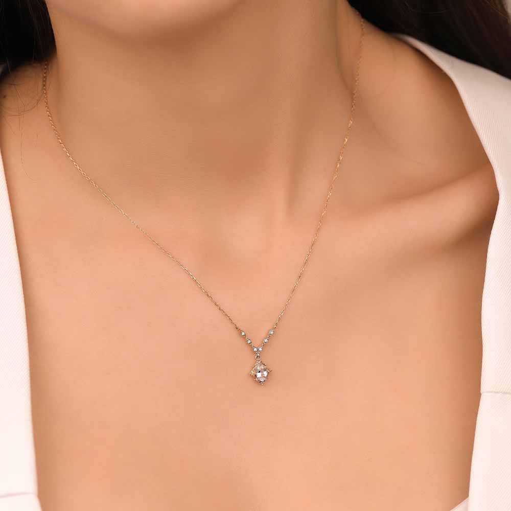 Vintage Kolyeler 0,86 Karat Pırlanta Vintage Morganit Kolye