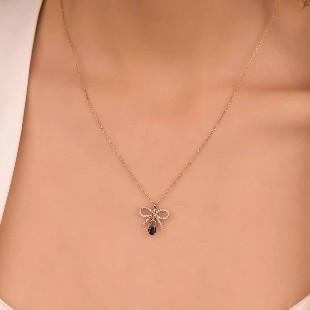 0.65 Karat Pırlanta Vintage Safir Kolye