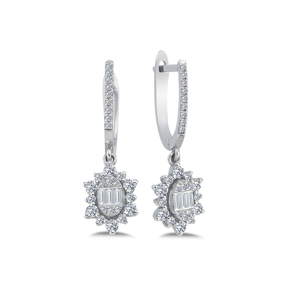 Baget Küpeler 0,70 Karat Pırlanta Özel Tasarım Baget Küpe