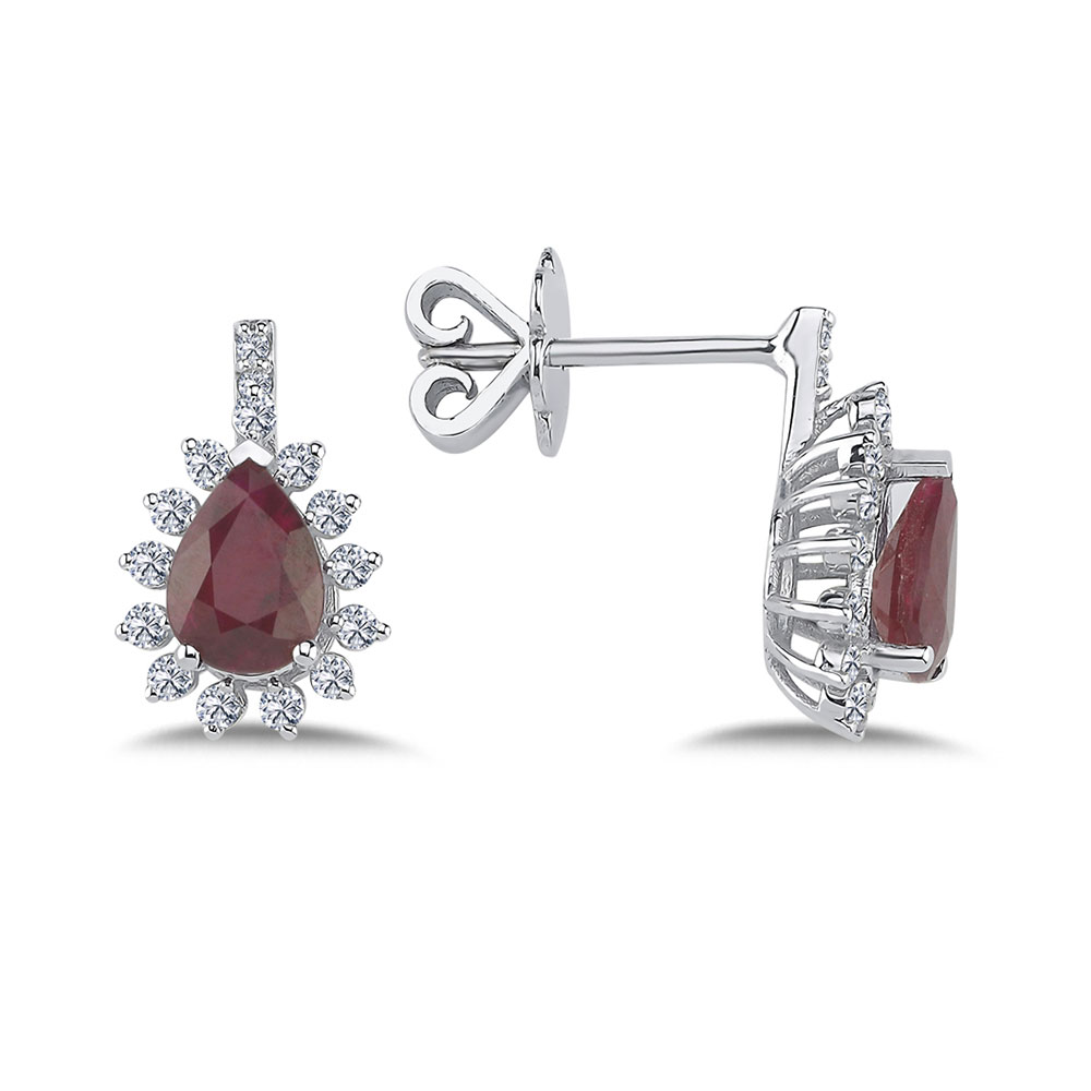 1,80 Karat Pırlanta Ve Yakut Stern Küpe