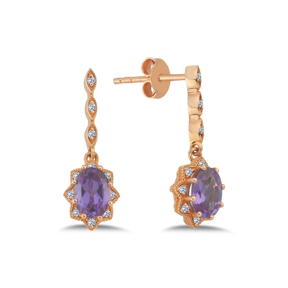 Özel Tasarım Küpeler 2,00 Karat Pırlanta Vintage Alexandrit Küpe