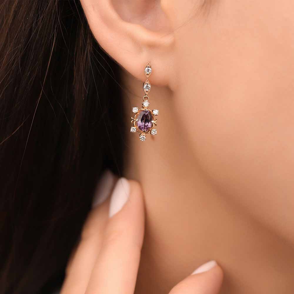 2,55 Karat Pırlanta Vintage Alexandrit Küpe