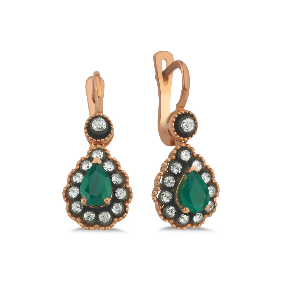 1,67 Karat Elmas Zümrüt Damla Küpe