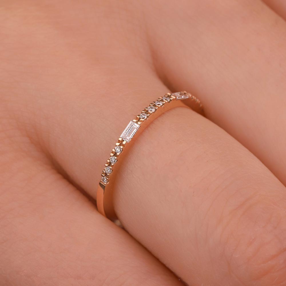 Tamtur / Yarımtur Yüzükler 0,11 Karat Pırlanta Vintage Yarımtur Yüzük