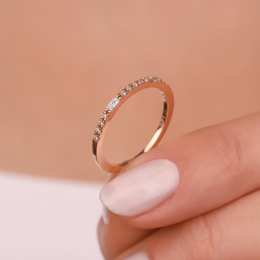 Tamtur / Yarımtur Yüzükler 0,11 Karat Pırlanta Vintage Yarımtur Yüzük