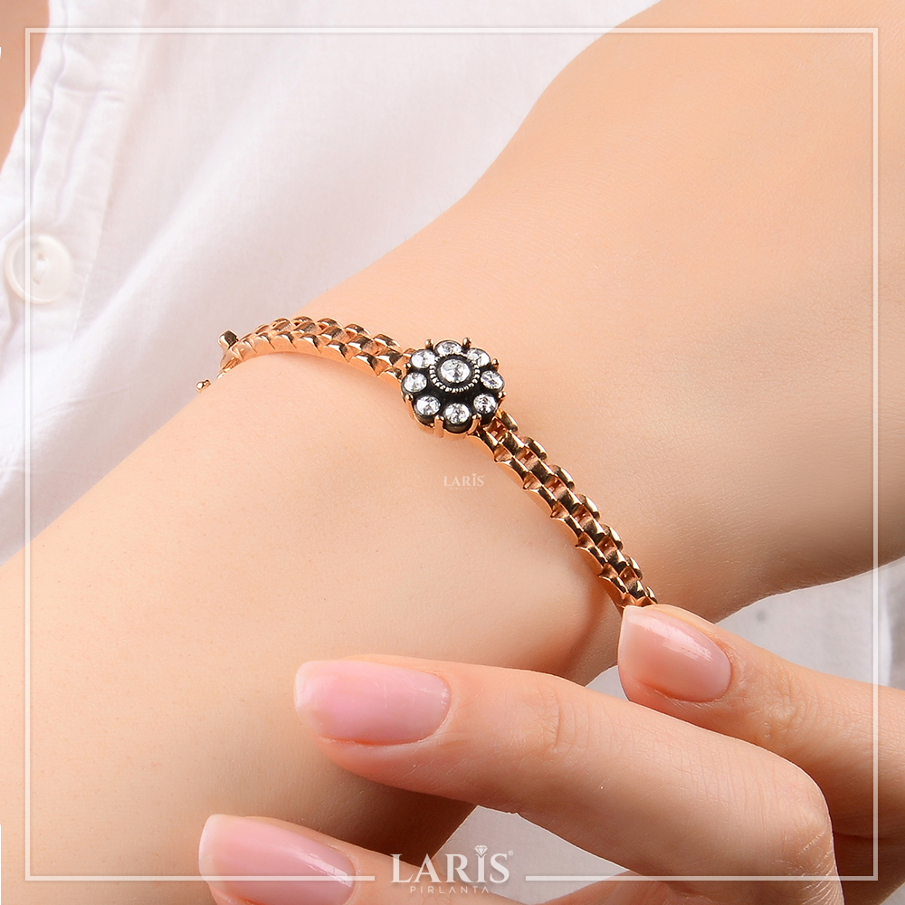 Elmas Bileklikler 0,25 Karat Elmas Gül Kelepçe