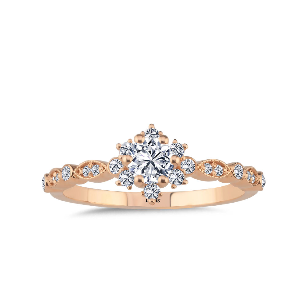 0,45 Karat Pırlanta Oval Lotus Vintage Yüzük