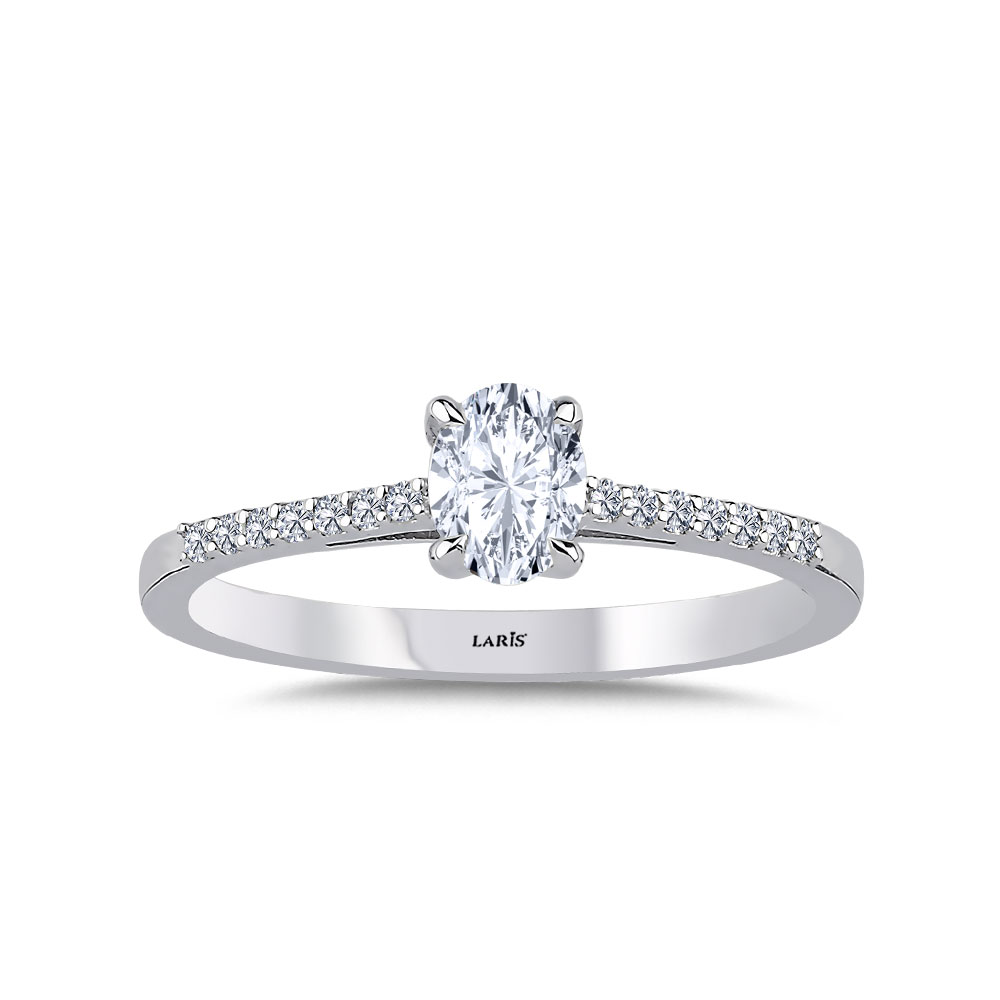 0,50 Karat Pırlanta Oval Kesim Tektas Yüzük