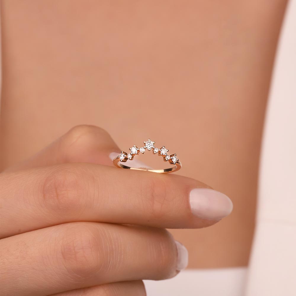 0,25 Karat Pırlanta Vintage Yarımtur Yüzük