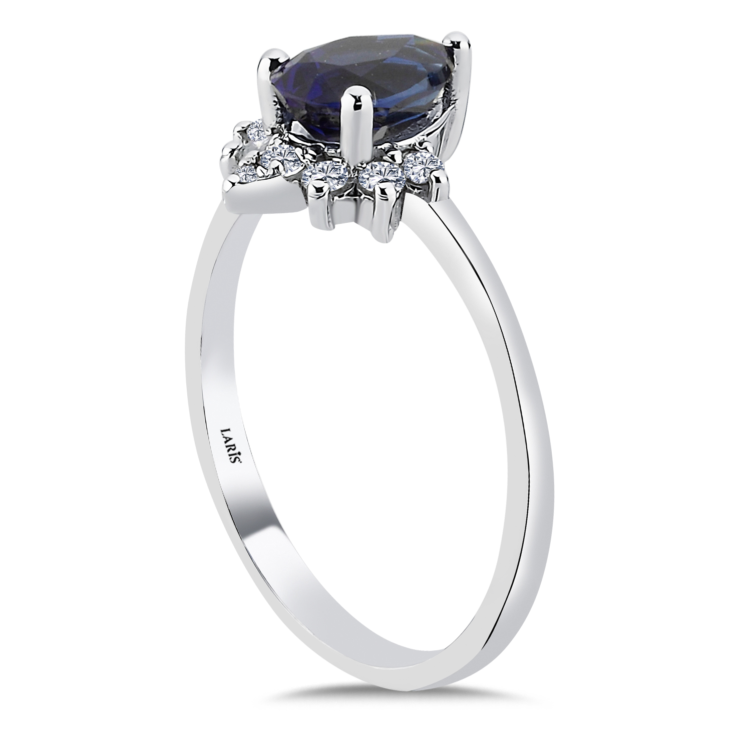 Safir Yüzükler 1,26 Karat Pırlanta Damla Royale Safir Yüzük