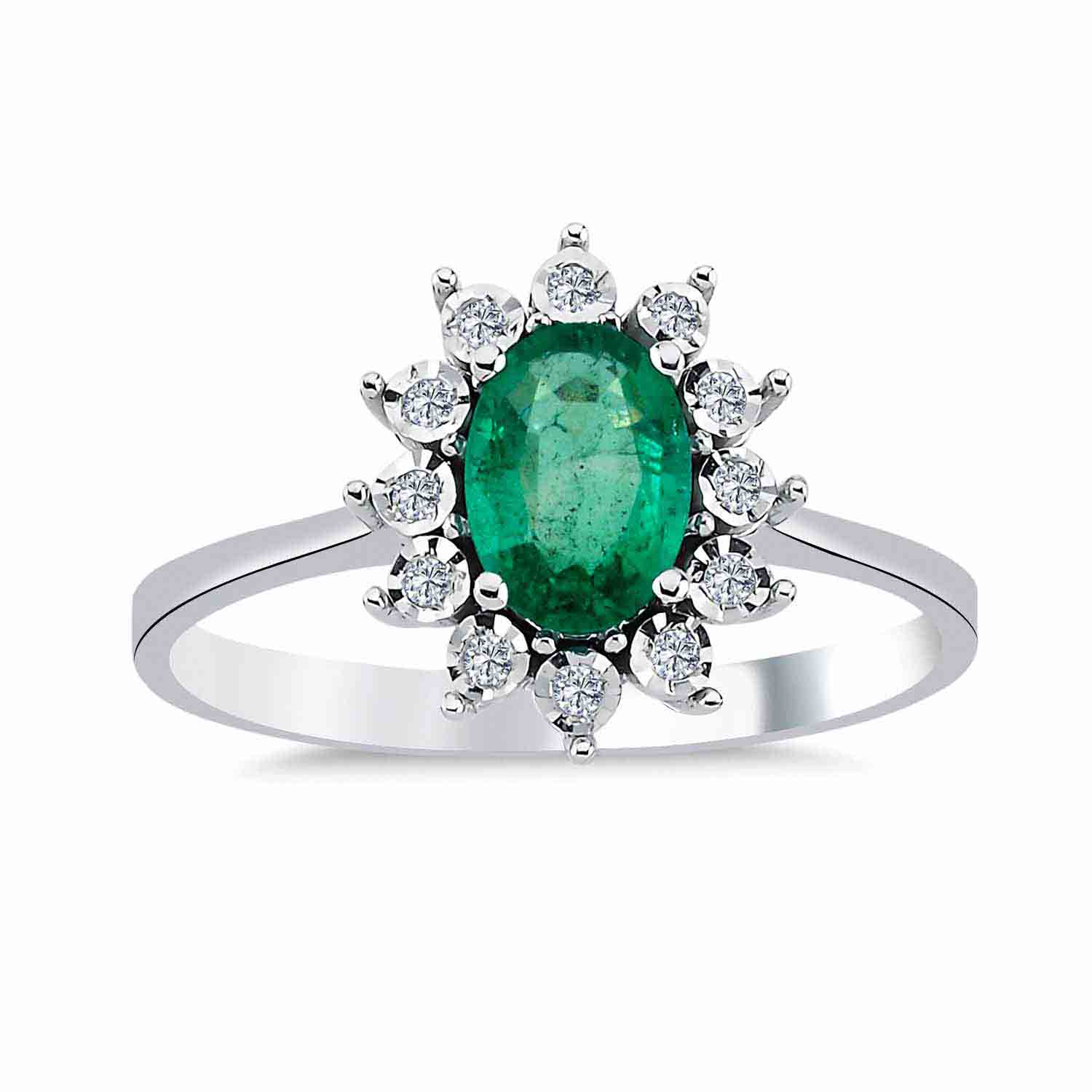 Zümrüt Yüzükler 0,62 Karat Pırlanta Oval Jasmine Zümrüt Yüzük