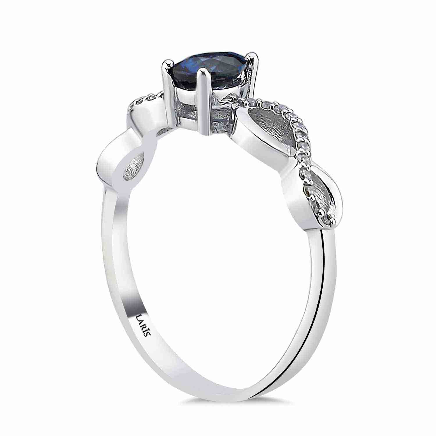 Safir Yüzükler 0.60 Karat Pırlanta Özel Tasarım Sonsuzluk Model Damla Royale Safir Yüzük