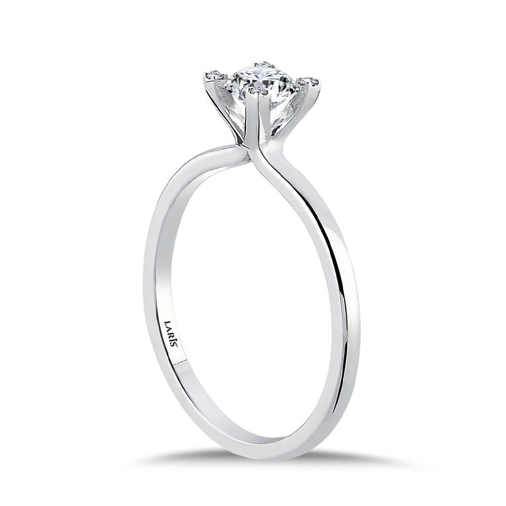 0,42 Karat Tırnakları Taşlı Pırlanta Grace Tektaş Yüzük