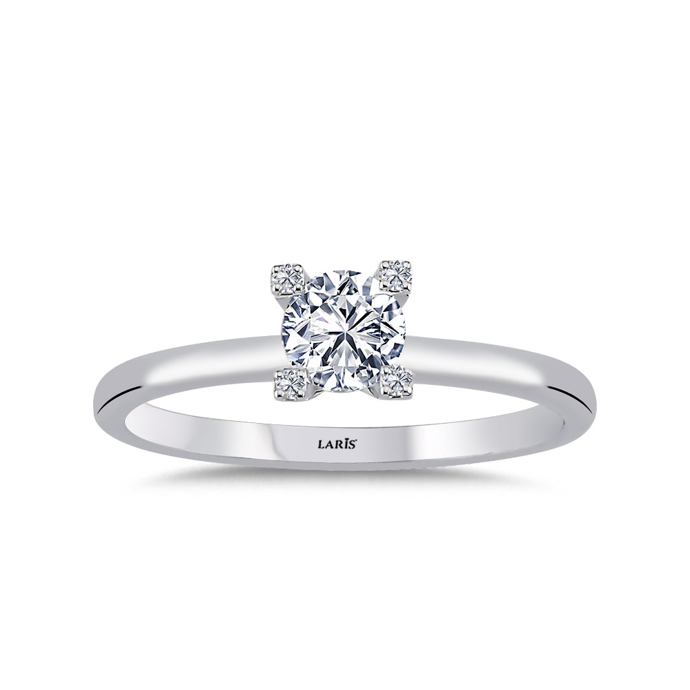 0,42 Karat Tırnakları Taşlı Pırlanta Grace Tektaş Yüzük