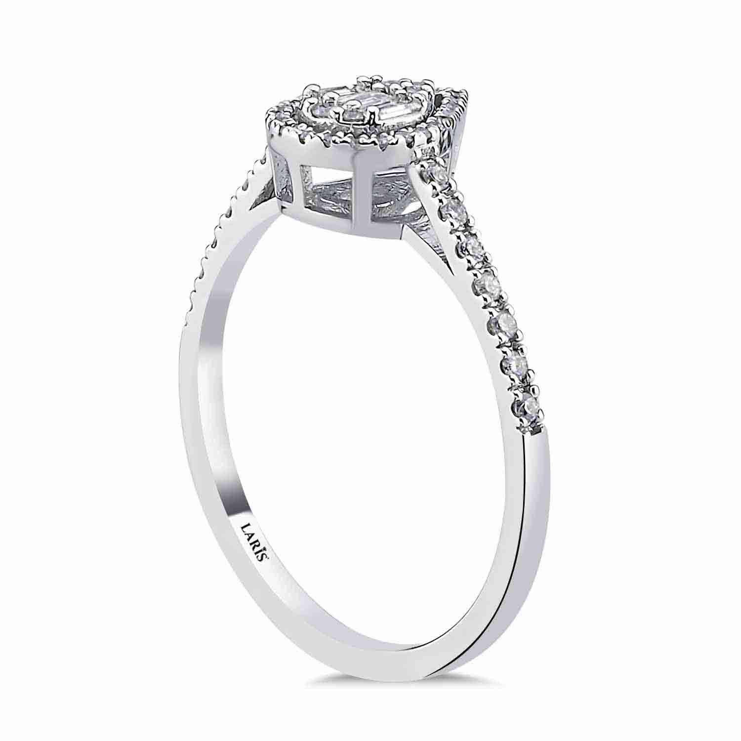 Baget Yüzükler 0,25 Karat Pırlanta Damla Baget Yüzük