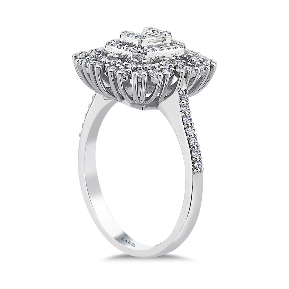 Baget Yüzükler 0,61 Karat Pırlanta Snowflake Baget Yüzük