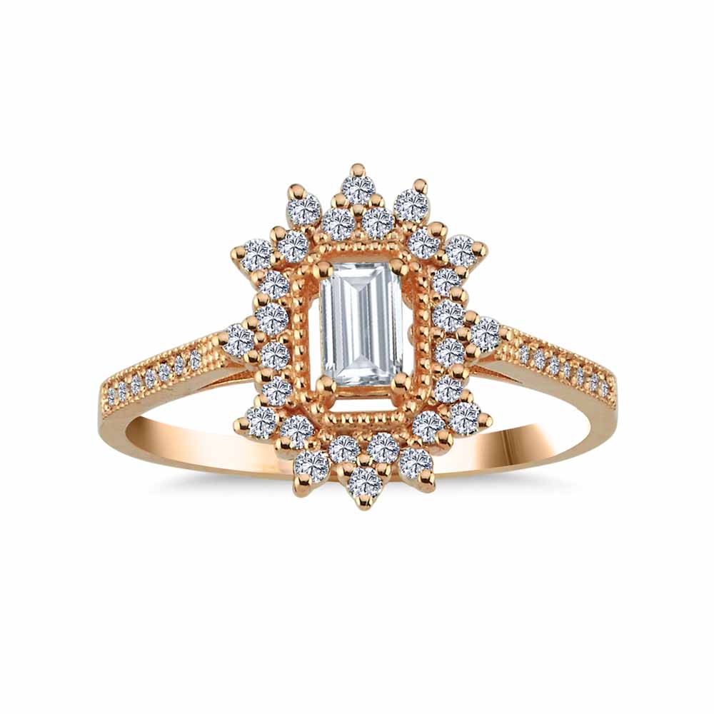 Vintage Yüzükler 0,47 Karat Baget Pırlanta Vintage Baget Yüzük