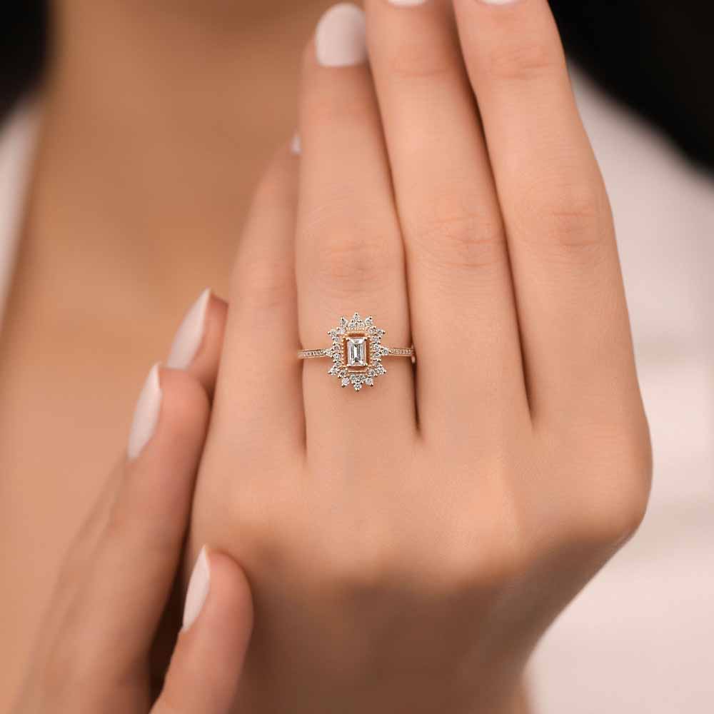 Vintage Yüzükler 0,47 Karat Baget Pırlanta Vintage Baget Yüzük