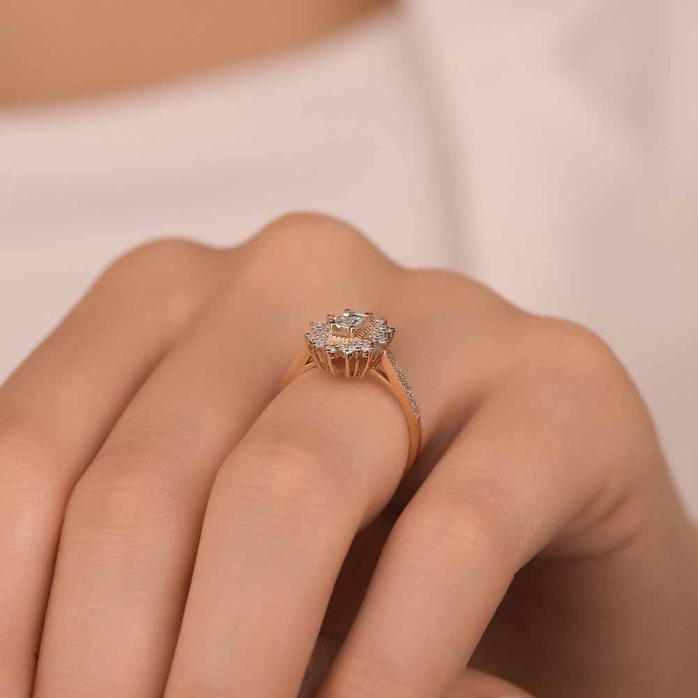 Vintage Yüzükler 0,47 Karat Baget Pırlanta Vintage Baget Yüzük