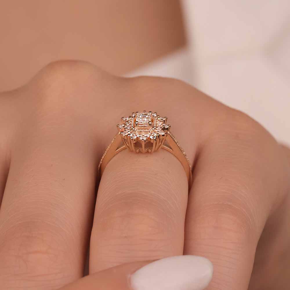 Vintage Yüzükler 0,47 Karat Baget Pırlanta Vintage Baget Yüzük